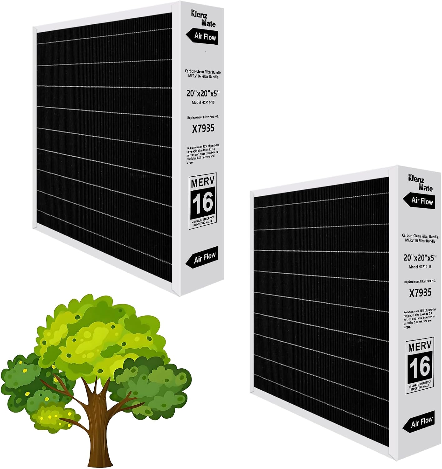 Upgraded 2 - Pack X7935 20x20x5 MERV 16 Air Filter Bundle,Carbon Clean Healthy Climate,Replacement Filter Media for HCC14-23 Lennox & Honeywell FC100A1011/FC200E1011 (2 - Pack)
