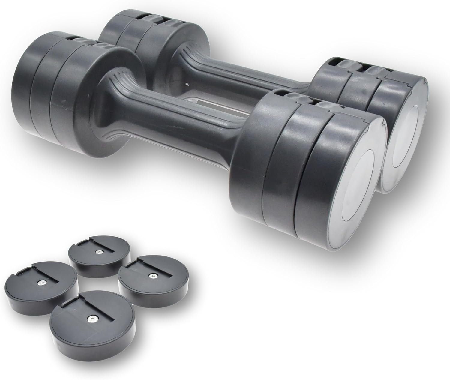 2.5kg Adjustable Dumbbell Set, Compact Design, Quick Change System, Customisable Weights, Home Gym Strength Training Equipment, Black