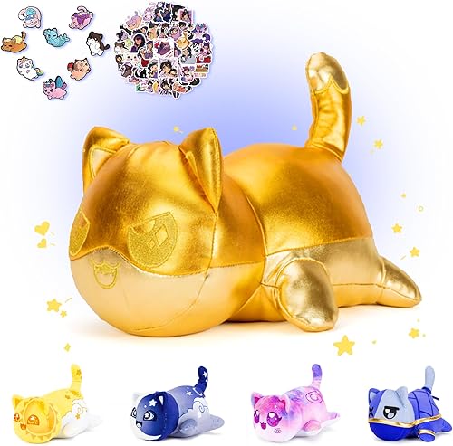 Miniatura 5 de KOWSI Meemaows - Peluche de gato ángel de 11 pulgadas + 60 calcomanías, colección popular de felpa de gato de Meemaows, almohada de peluche 100%