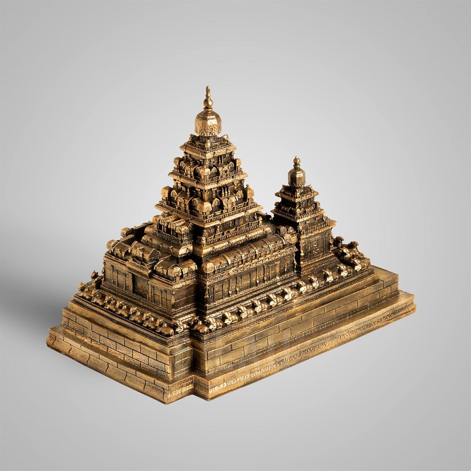 Mahabalipuram Shore Temple Sculpture - Antique Bronze -8