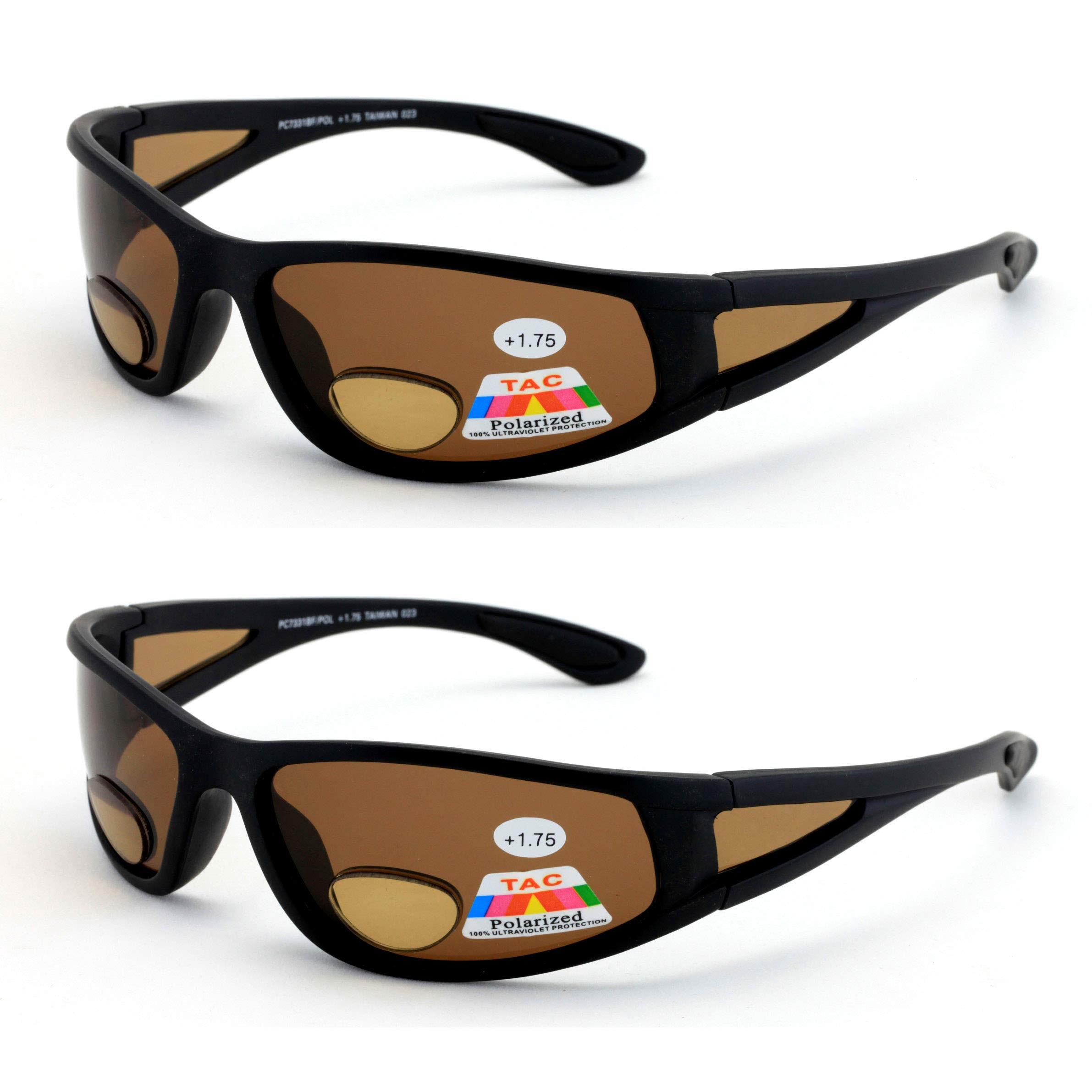 V.W.E. 2 Pairs Men Polarized fly fishing sunglasses with magnification bifocal lens readers outdoor reading
