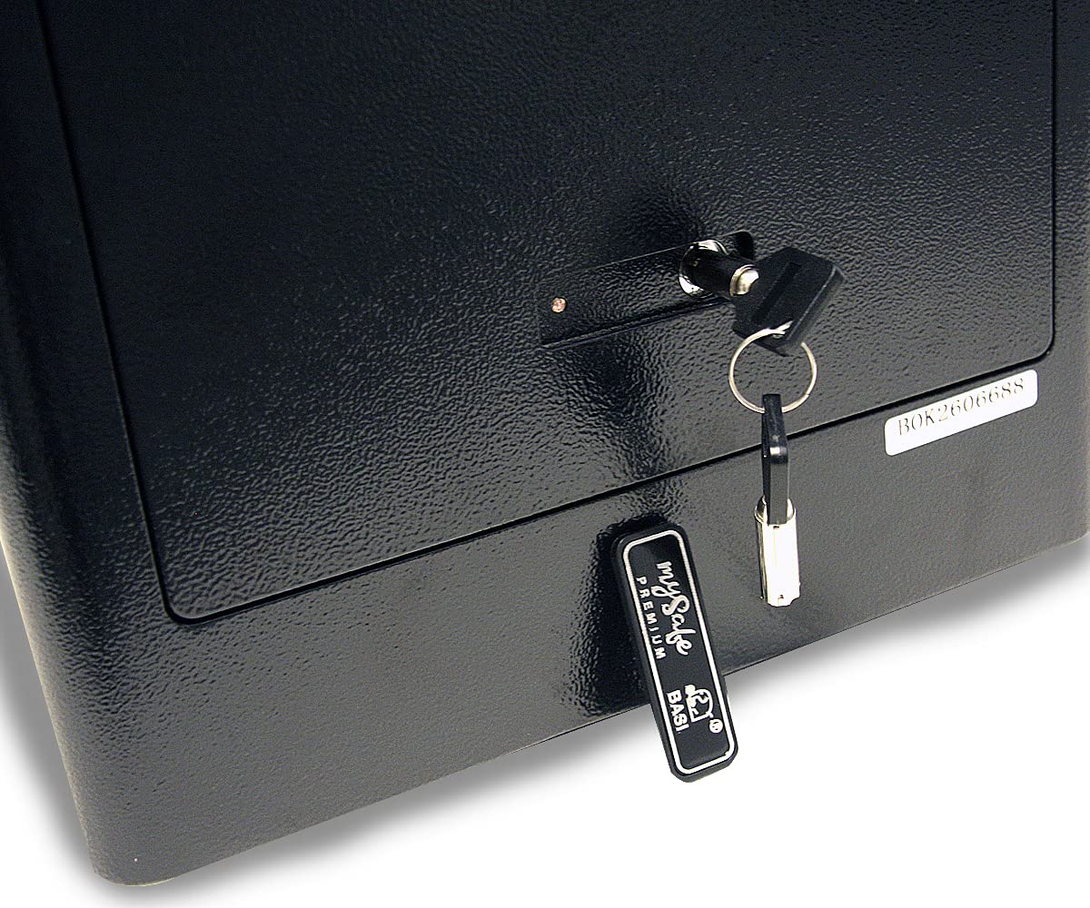 mySafe Premium 350 | elektronischer Schrank-Tresor | Zahlencode & Fingerscan | modernes Design | hohe Sicherheit | Schwarz