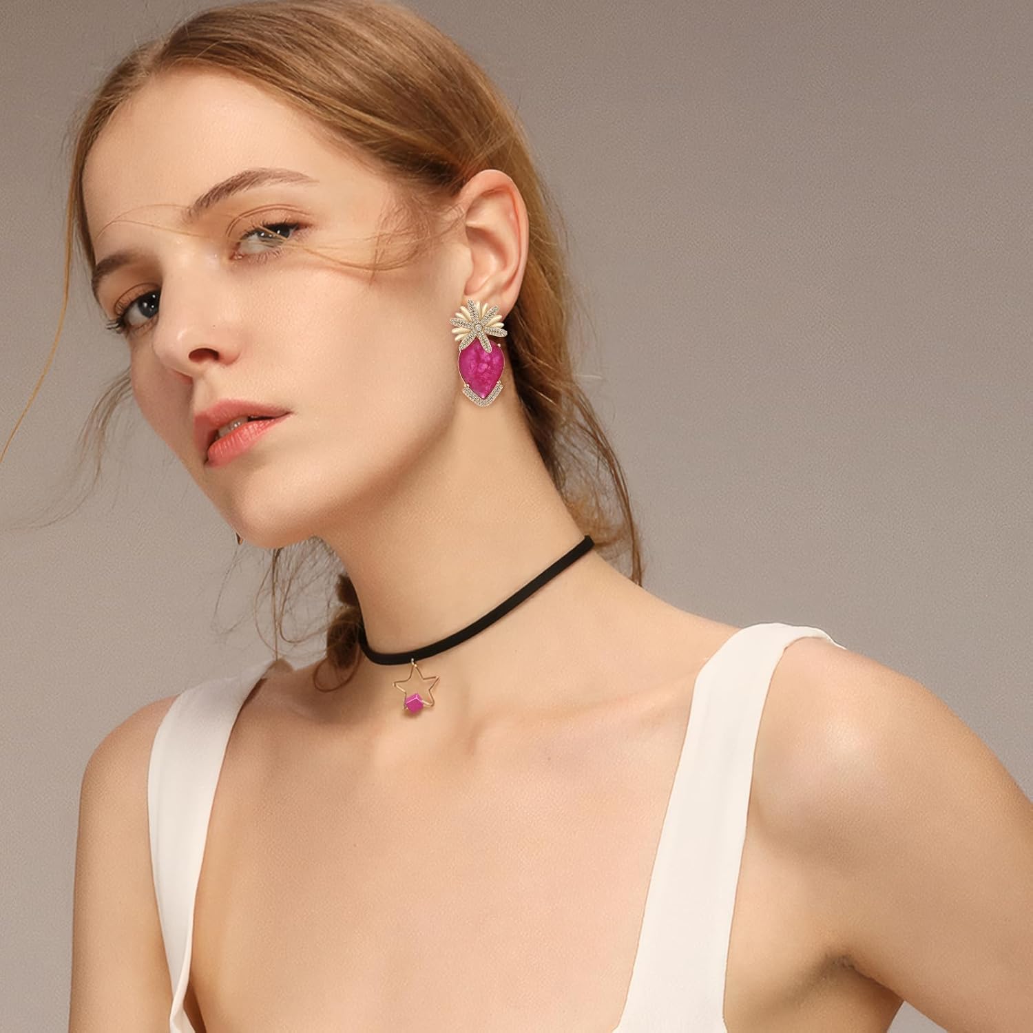 S925 Sterling Silver posts Teardrop Flower Earrings for Women Crystal Dangle Drop Cubic Zirconia Rhinestones Statement Wedding Party Prom Earrings for Mom Wife - Image 5