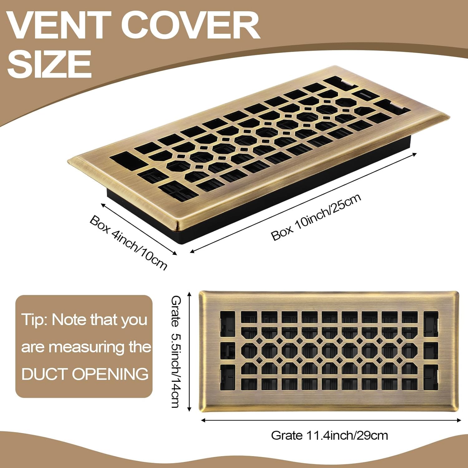 10 Pack Floor Registers 4 × 10 Inch Bronze Steel Vent Covers for Home Floor Heavy Duty Walkable Adjustable Air Flow Direction Metal Register Grates for Air Grilles Vents Supply
