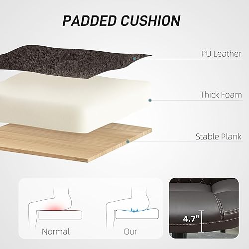 Miniatura 5 de HOMCOM Silla de oficina ejecutiva de respaldo alto, silla de escritorio de piel sintética con altura ajustable, silla ergonómica de oficina en casa