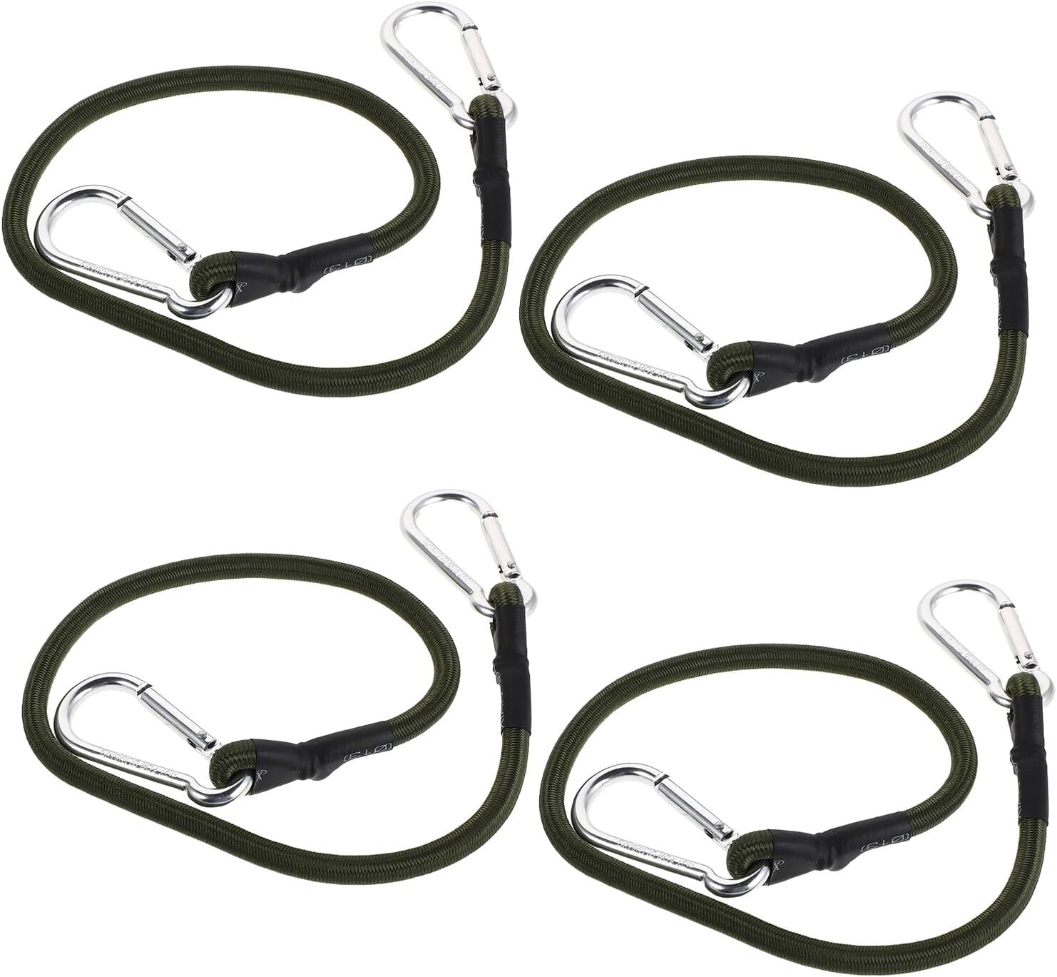 LIFKOME 4pcs Heavy Duty Bungee Cord Straps with Carabiner Hooks 60cm Elastic Rubber Tie-Down Straps for Outdoor Luggage Camping Tents Cargo Secure