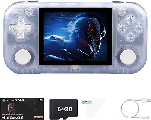Mini Zero 28 Consola de juegos, 2.8 pulgadas IPS de visión completa de 640 x 480 y 2900 mAh batería consolas de videojuegos retro, con tarjeta TF
