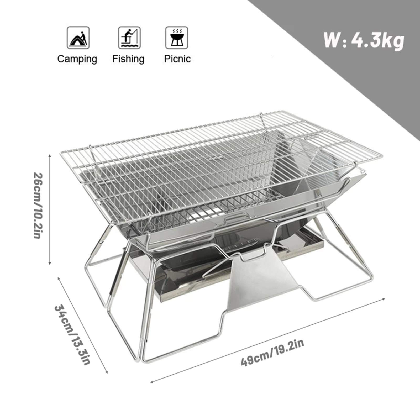 Amazon | バーベキューコンロ 大型ステンレススチール製BBQ