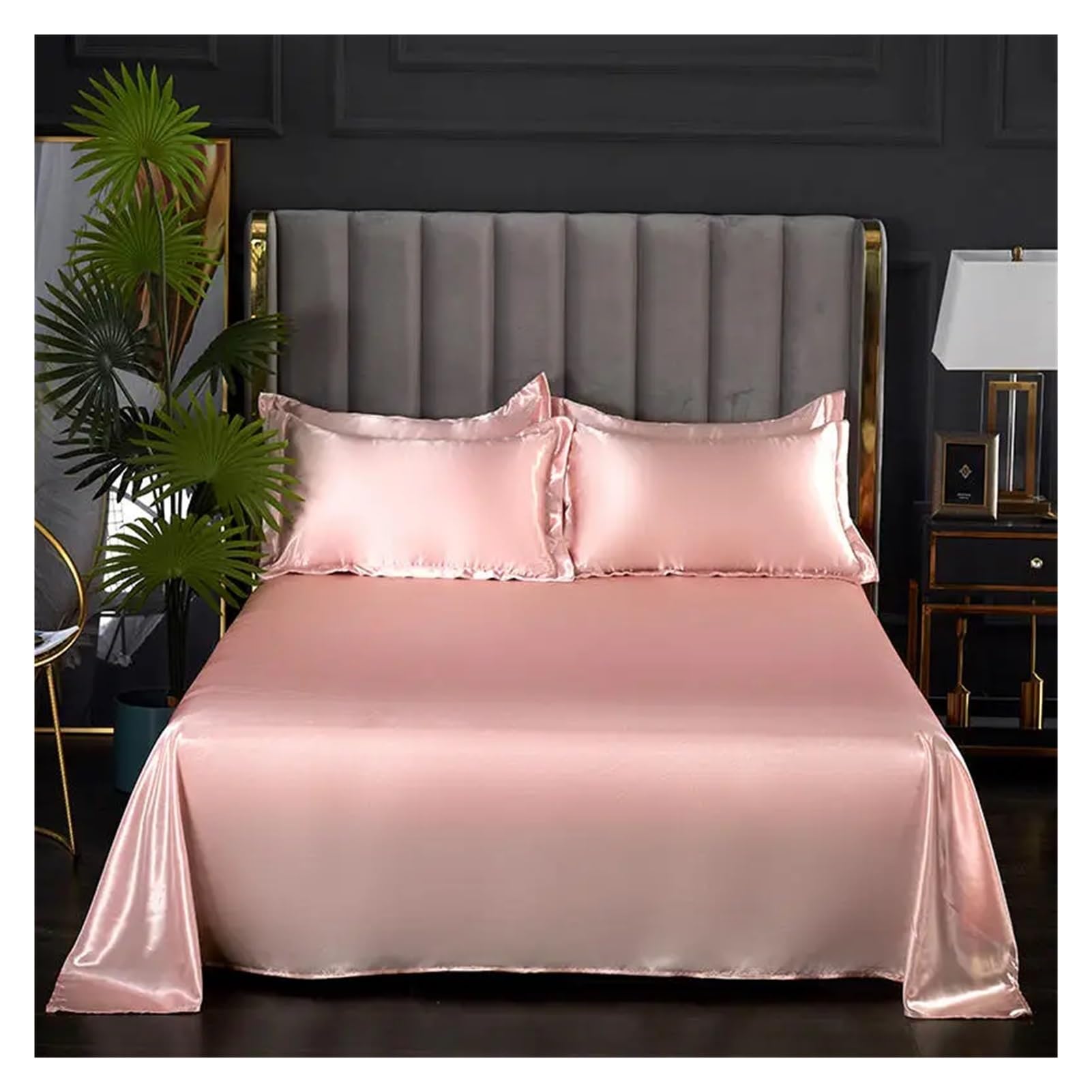 LPHFDCS Silk Bed Sheets 1 pc Bed Sheet for Summer Ice Cool Fabric Top Sheets Satin Smooth Flat Bed Sheet for Double Bedding Ice Silk Sheets(Color5,170x230cm 66x90inch)