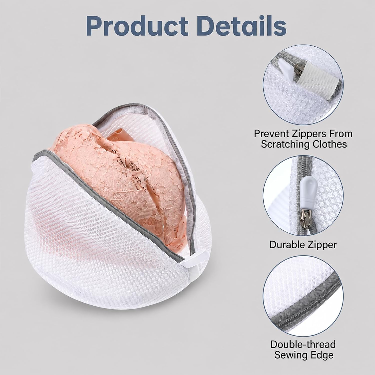cobee 4 Pack Bra Washing Bags for Laundry, Mesh Bra Laundry Bag with Zipper