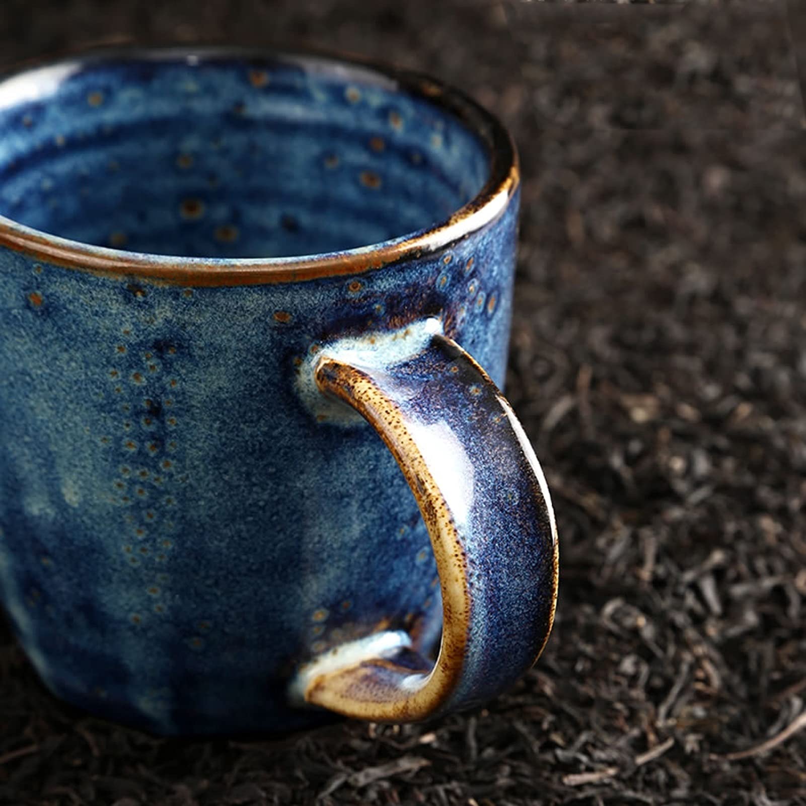 Kubek do kawy, filiżanka do herbaty niebieski kubek ceramiczny kreatywny kubek dla par z uchwytem duży kaliber kubek do kawy może być używany jako kubek śniadaniowy