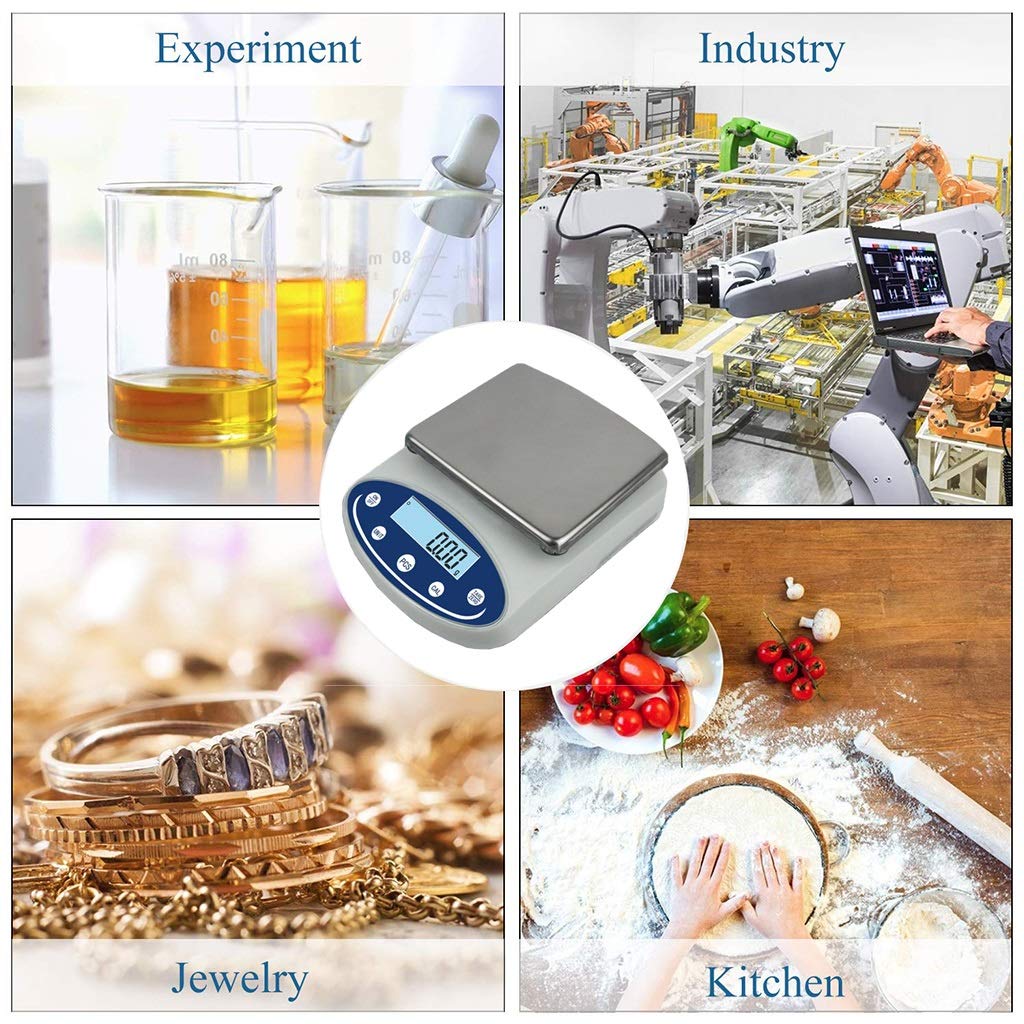 Balanza analítica electrónica científica, báscula Digital de precisión para Uso Industrial y de Laboratorio, Cocina y Laboratorio, 5 kg/0,1 g,5kg/0.1g