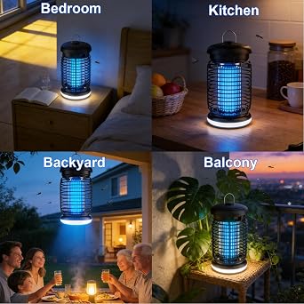 Bug Zapper Illuminated 3M cable, 4200V 15W UV Mosquito Killer Lamp, Waterproof IPX4, Tasteless and Non-toxic, Electric fly zapper for indoor and outdoor