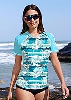 Vista 123 de BesserBay Women’s Rash Guard Shirt UPF 50+ Half Zip Short Sleeve Quick Dry Swim Shirt Swimsuit Tops