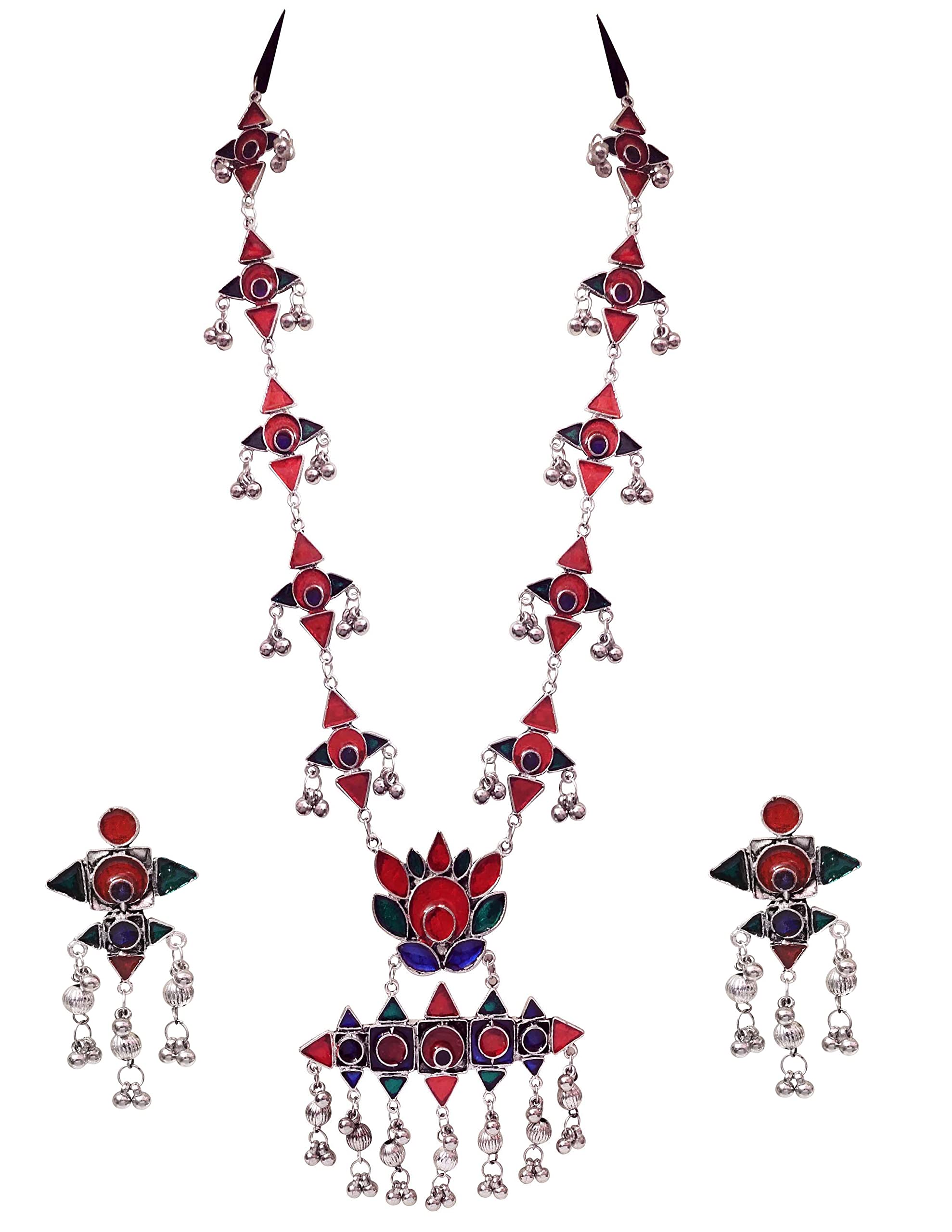 Total Fashion Meenakari Work Oxidised Jewellery Chain Pendant Necklace Set for Women & Girls, Multi-Colour (B09MN1JK48) Amazon Price History, Amazon Price Tracker