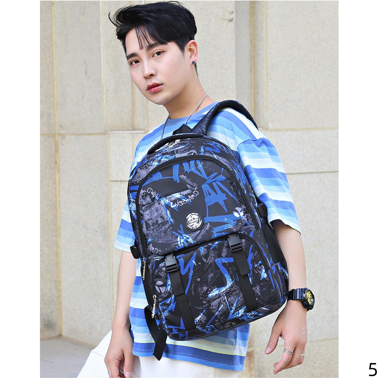 Zaino Scuola Elementare Studenti delle Scuole Superiori da Viaggio alla Moda con Grande capacità-Blu
