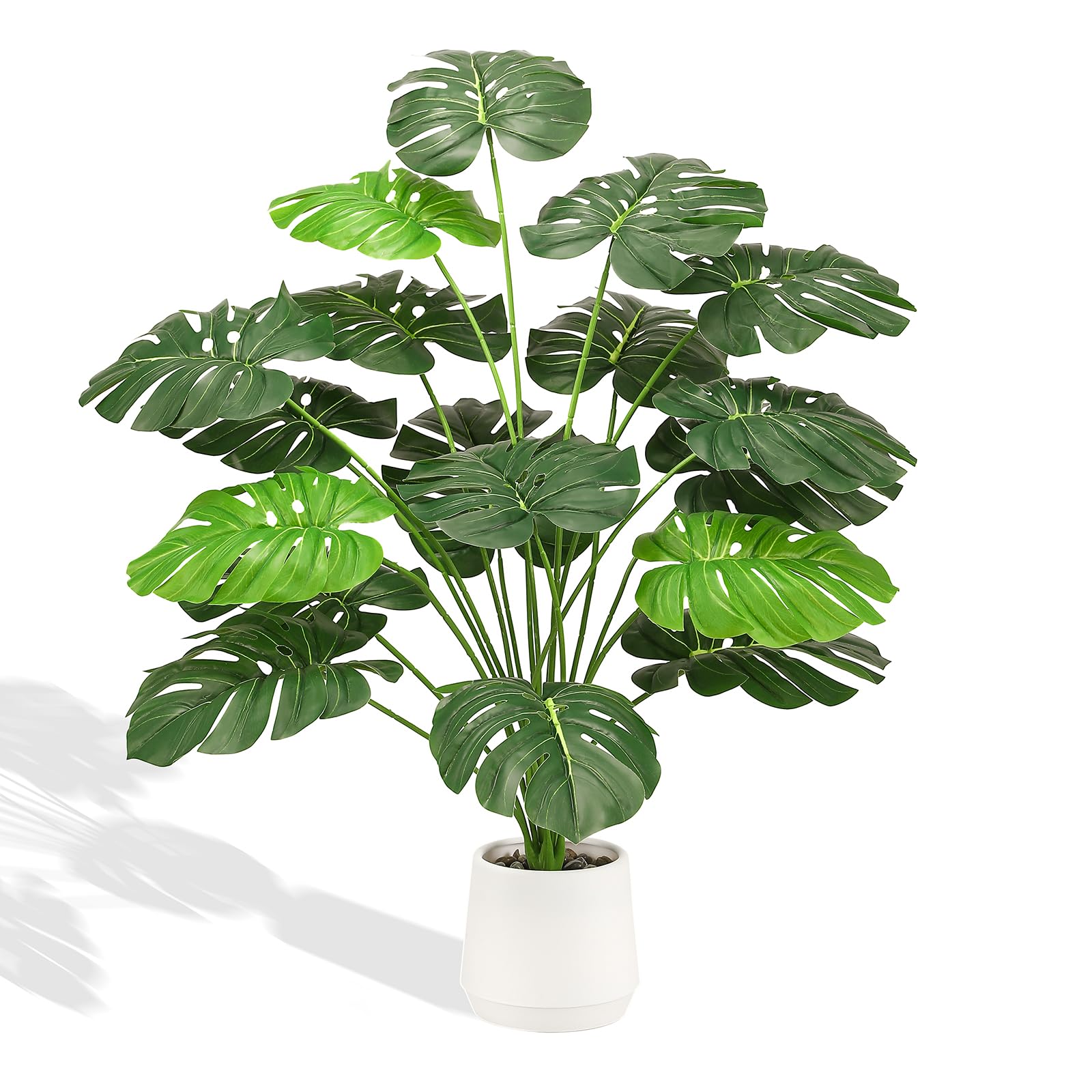 LUWENER 67cm Artificial Monstera Plant in White Pot