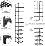 10-Tier Shoe Rack, Shoe Storage Organizer, Small Narrow Shoe Shelf for Closet, Entryway, Metal Tall Shoe Stand for 10 Pairs of Shoes (Black)