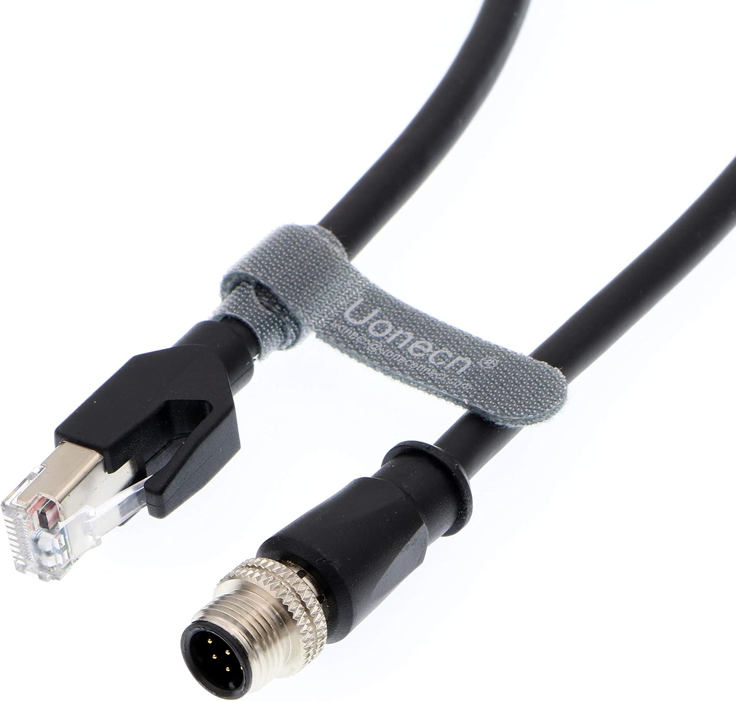 Uonecn M12 8 Pin A-Code Male to RJ45 Male Shielded Cable Assembly Waterproof High Flex Ethernet Power Cable for Cognex Industrial Camera 79''