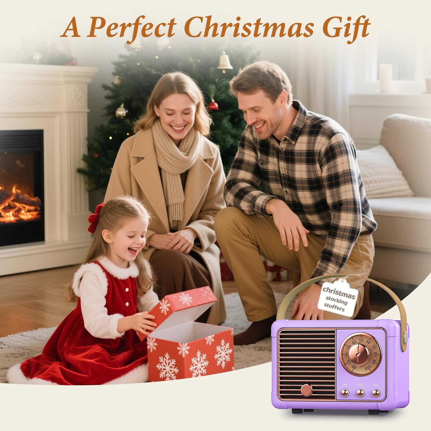 PRUNUS J-999 Retro Bluetooth Speaker,Vintage Decor,Mini Wireless Bluetooth Speaker,Cute Old Fashion Style Support USB/TF Card/AUX for Kitchen Desk Bedroom Office Party Outdoor（Exclusive Purple） - Image 2
