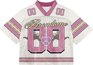 Men's Y2K Mesh Jersey Shirts V Neck Half Sleeve Number Graphic Tees Color Block Sport T Shirt