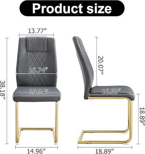 Miniatura 9 de Silla moderna de cuero para comedor, juego de 4 sillas de comedor negras, sillas de comedor con respaldo alto y patas cromadas resistentes, sillas