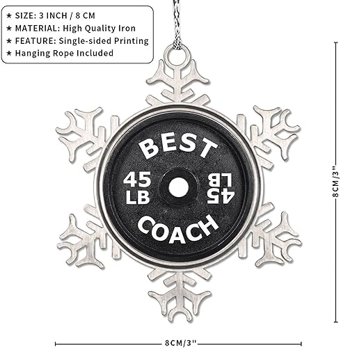 Vista 60 de Plato de pesas con barra para amantes del fitness, adornos de Navidad 2022, adornos de copo de nieve, decoraciones de Navidad para árbol, novedad