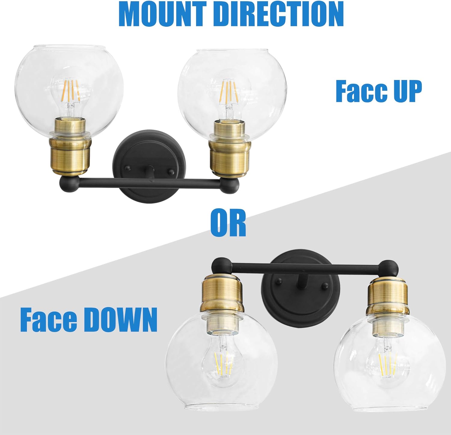 🔥 2 Light Bathroom Vanity Light Fixtures Over Mirror Wall Sconce, Guarantled Black Light Fixture with Oil Rubbered Bronze Light Head for Vintage Farmhouse Lighting, Clear Glass Shade, Bulbs Not Included 50% Off Discount 2 Light Bathroom Vanity Light Fixtures Over Mirror Wall Sconce, Guarantled Black Light Fixture with Oil Rubbered Bronze Light Head for Vintage Farmhouse Lighting, Clear Glass Shade, Bulbs Not Included