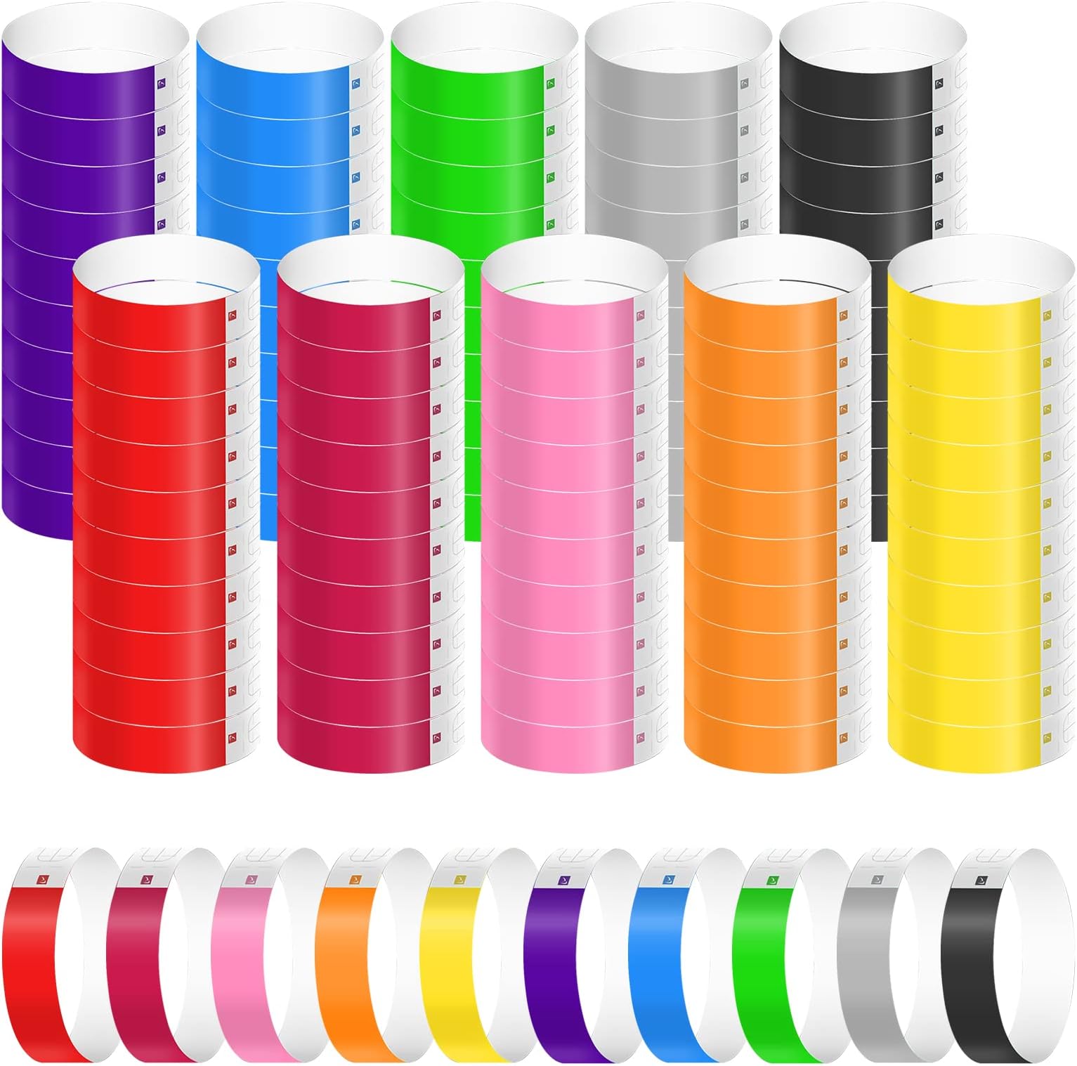 1000 Pcs Paper Wristbands for Events, Waterproof Neon Wristbands Wrist Party Bands Colorful Entrance Wristbands Paper Bracelets for Events Music Festival Concert Contest (10 Colors)