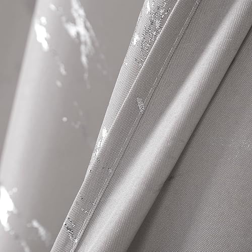 Miniatura 4 de Taisier Home Cortinas texturizadas de lino con estampado de lámina plateada, cortinas geométricas con diseño de mármol para sala de estar,