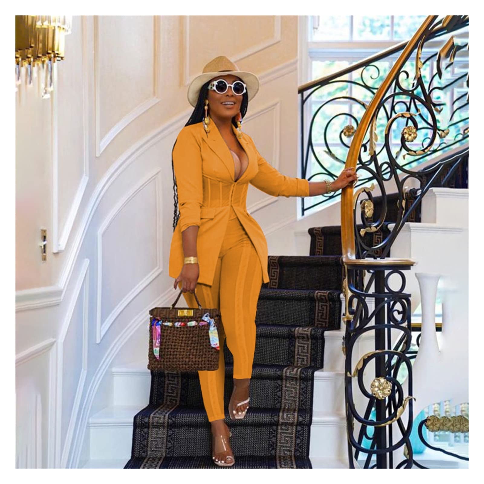 Ladies Business Suit Casual Two Piece Corset Blazer Office