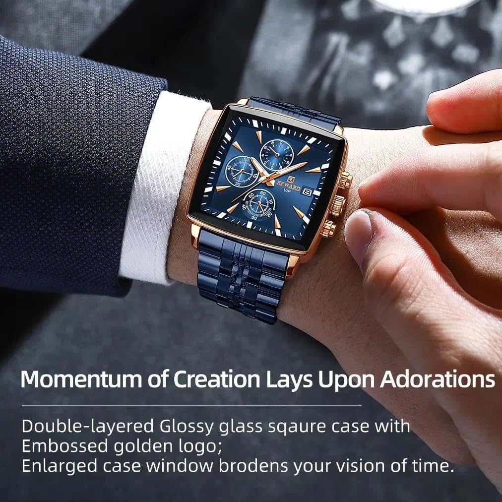 Reloj rectangular de cuarzo para hombre, reloj de pulsera de lujo, reloj de negocios, manecillas luminosas, resistente al agua