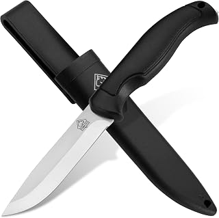 PUMA TEC – Rover Night - Arbeitsmesser in Schwarz - 100mm Klinge aus C45 Carbon Stahl - Glasbrecher - Kunststoffscheide mit Gürtelclip - Ideal für Jagd, Outdoor & Freizeit (Art.Nr.: 7286002)