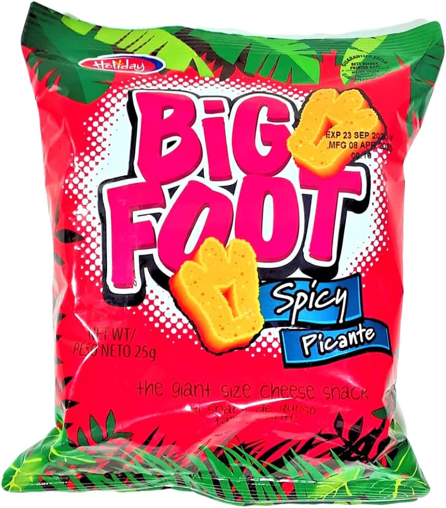 Holiday Big Foot, The Giant Cheese Snack, Spicy, 25g. (Pack of 12)