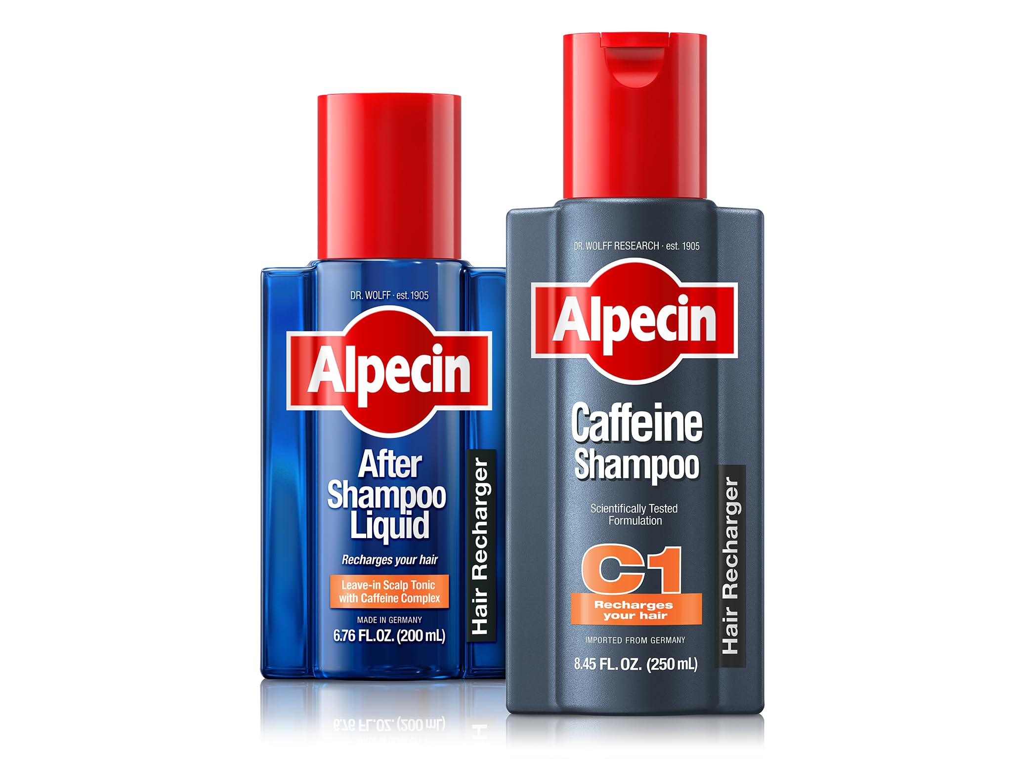 Alpecin C1 Koffein-Shampoo, 230 ml + Alpecin After Shampoo, flüssig, 6,76 fl, Koffein-Shampoo + Tonikum reinigt die Kopfhaut, um das natürliche Haarwachstum zu fördern, hinterlässt das Gefühl von