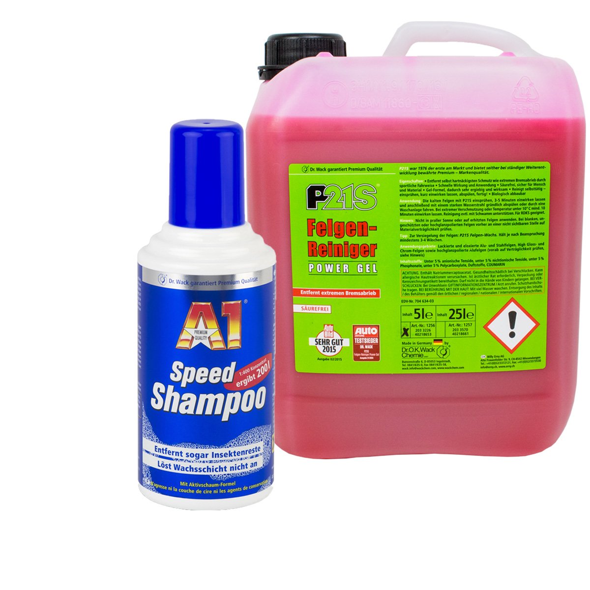 DR. WACK_bundle AUTOSHMAPOO AUTOWÄSCHE + FELGENREINIGER Power Gel FELGENPFLEGE REINIGUNGSSET