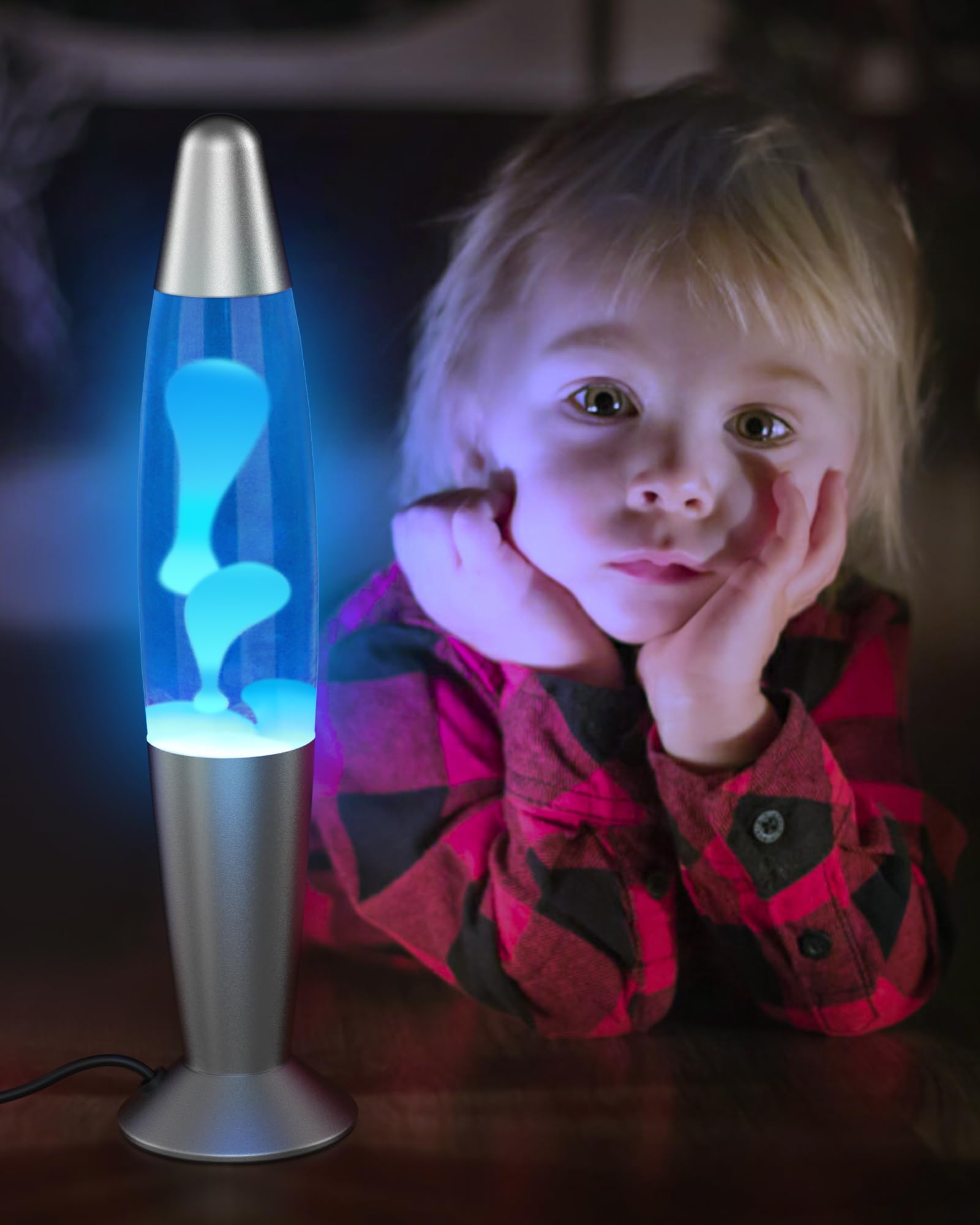 Niebieska lampa LED Motion dla dorosłych i dzieci, płynne lampy ruchowe z białym woskiem, lampka nocna dekoracja pokoju, prezenty dla kobiet i dziewcząt