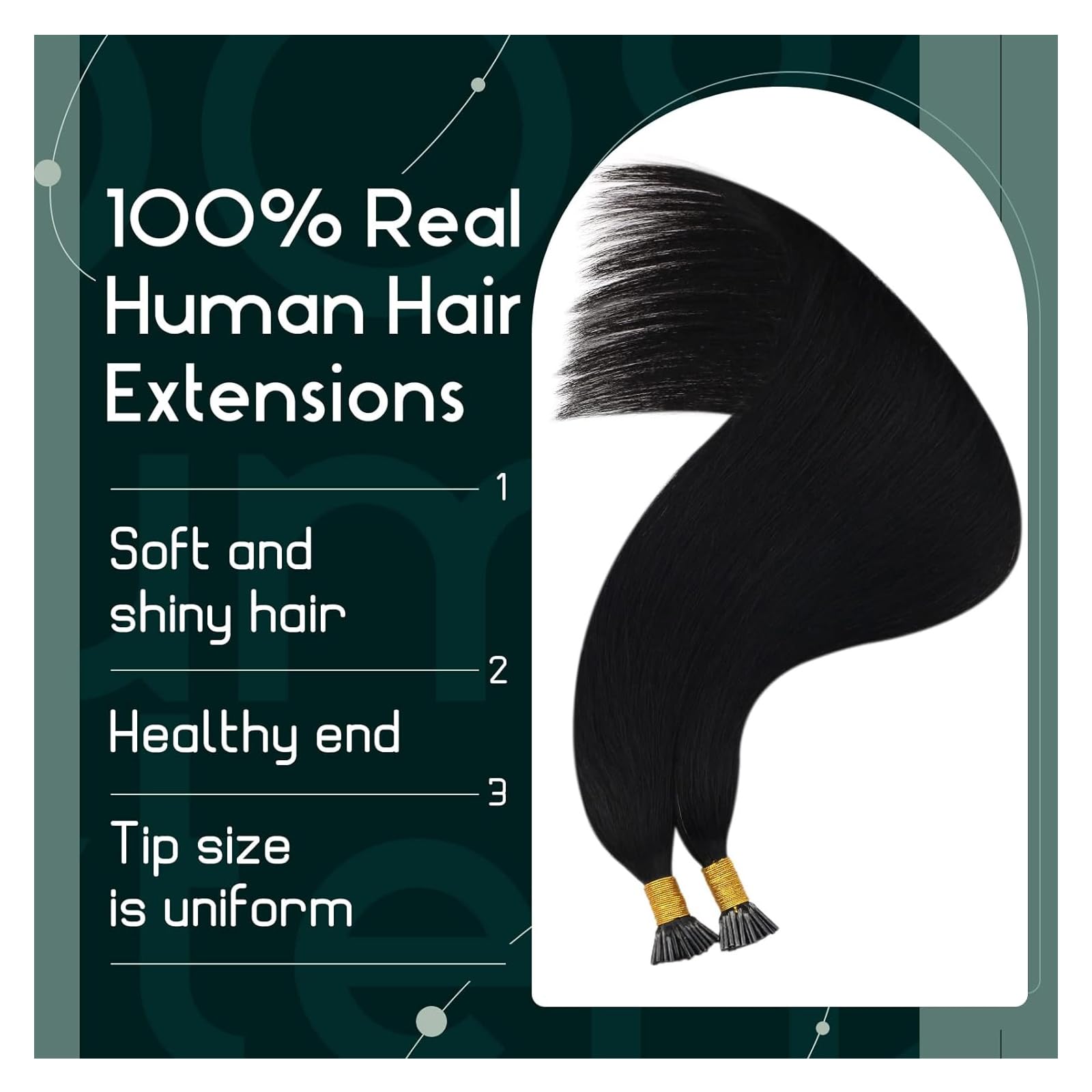 I-Tip Extensions Echthaar Remy, 50 Strähnen Keratin Stick Tip | 50 glatte Remy-Echthaarsträhnen, 14–24 Zoll, 40–50 g; vorgebondete I-Tips für Microrings, färb- und stylbar