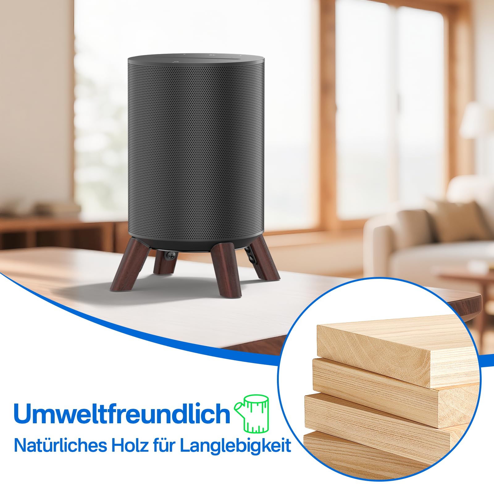 Soporte de Escritorio de trípode de Madera para Soporte de Escritorio Sonos Era 100 | Soporte de Altavoz de Escritorio Estable Diseñado para Soporte de Escritorio Sonos Ear 100