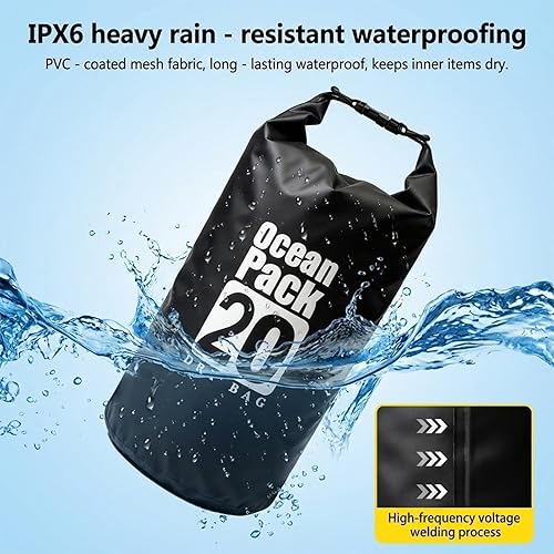 Miniatura 6 de Bolsa seca flotante impermeable de 5L/10L/15L/20L para mujer, mochila seca ligera y duradera para kayak, natación, campamento, senderismo, suave