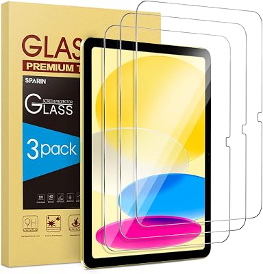 SPARIN 3 Pack Screen Protector for iPad (A16) 11th 11-inch & 10th Generation 10.9-inch (2025/2022), Anti-Scratch Tempered Glass Compatible for iPad 11/10 Gen, HD Clarity