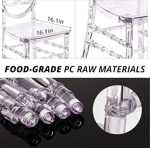 Miniatura 4 de TRIPLE TREE Juego de 4 sillas transparentes, sillas acrílicas de 16.1 pulgadas de ancho, modernas sillas fantasmas de cristal, sillas laterales de