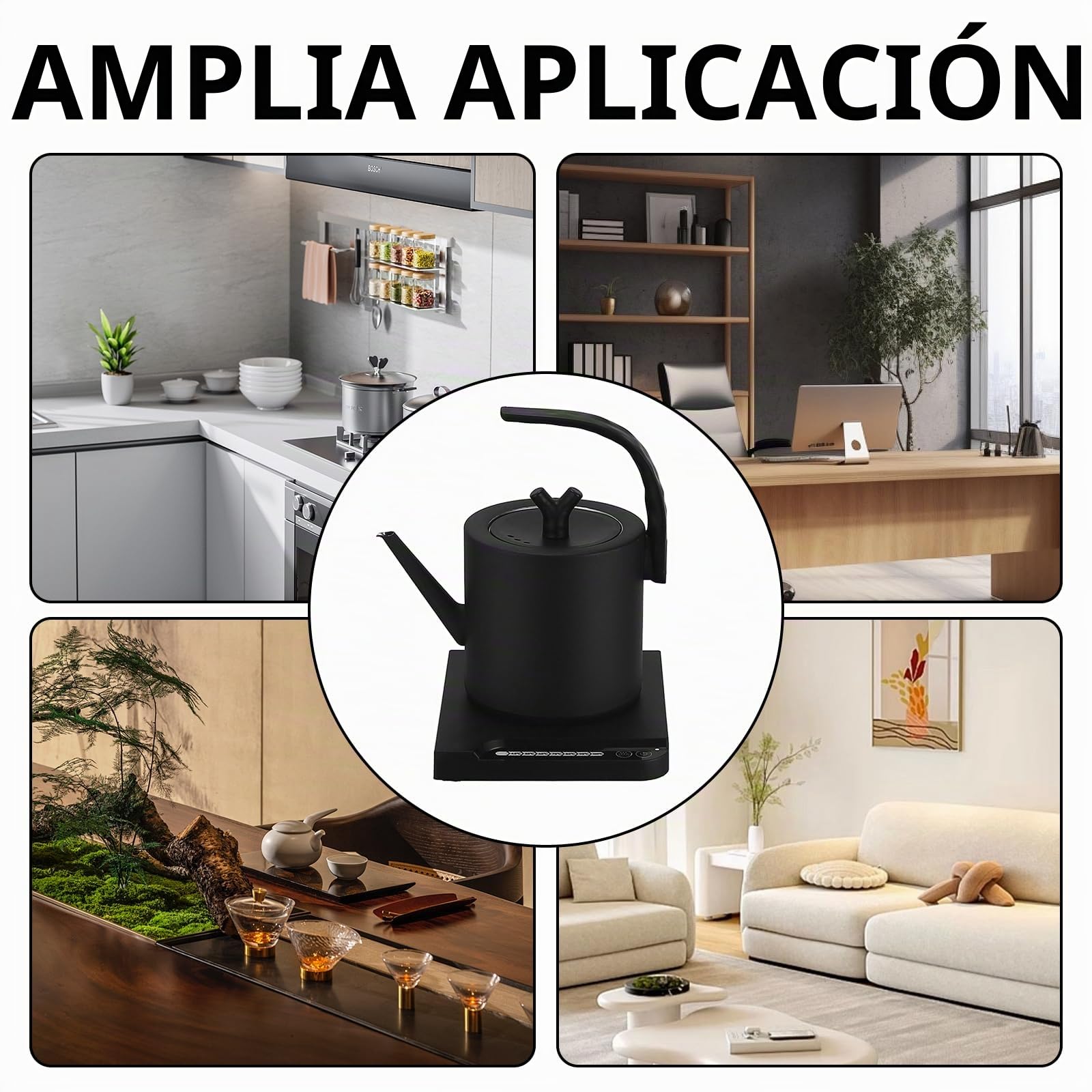 Hervidor De Acero Inoxidable, 1L Hervidor Eléctrico Inteligente De Cuello De Cisne Tetera De 1000W Digitales LED Mostrar Con Control De Temperatura Y Apagado Automático Por Alta Temperatura