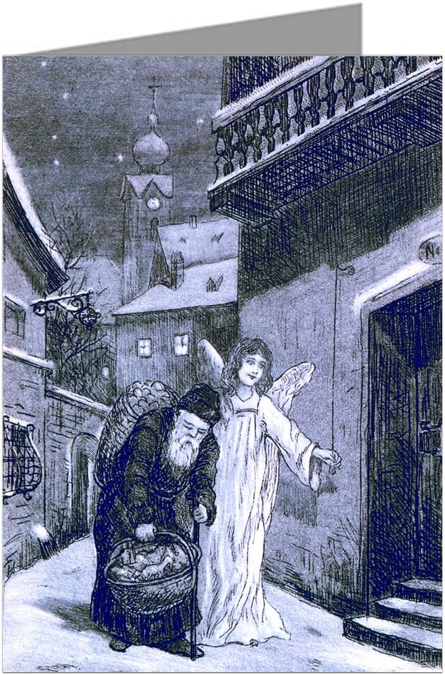 Victorian Angel Helping Saint Nick Deliver Christmas Presents Vintage Holiday Note Cards Boxed Set