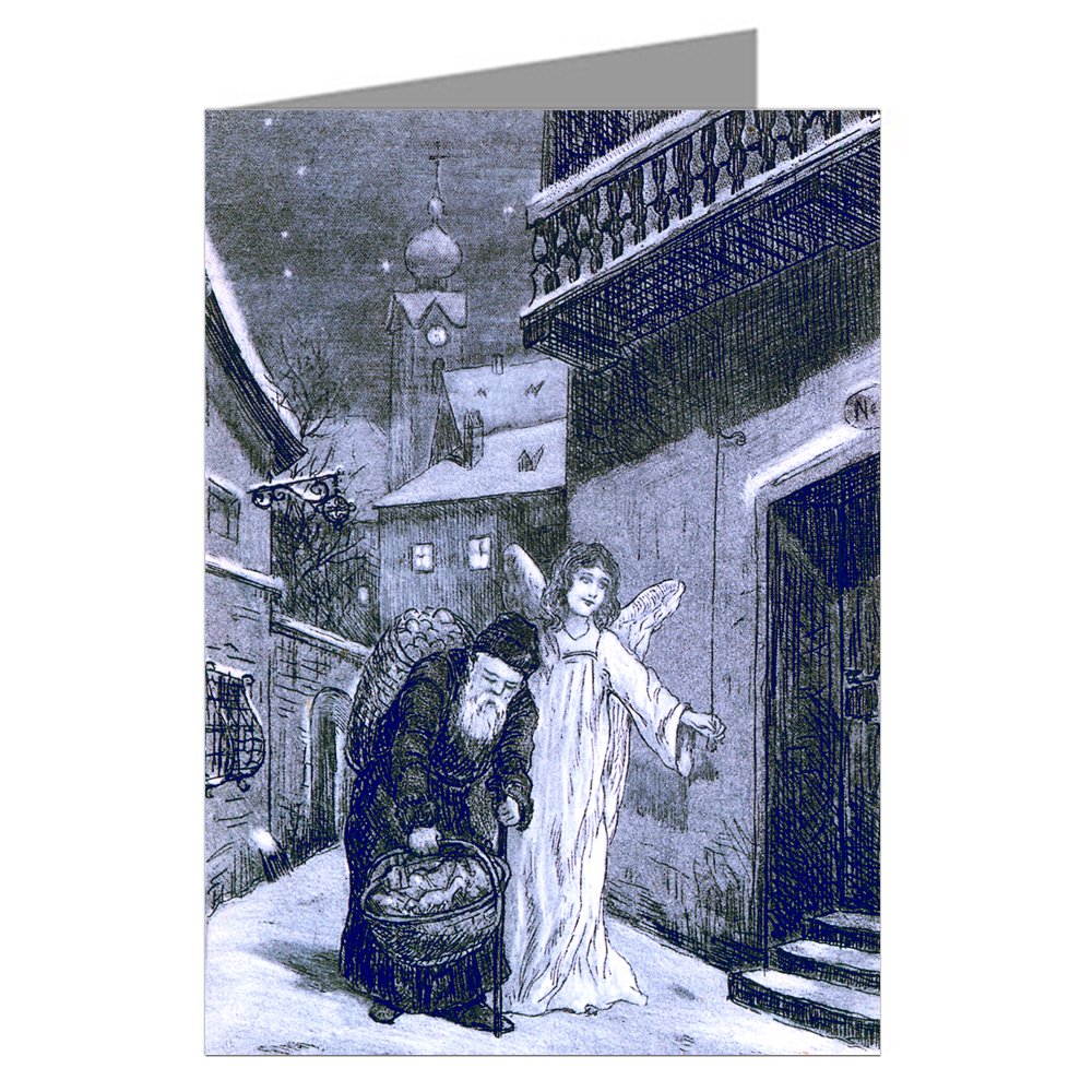 Victorian Angel Helping Saint Nick Deliver Christmas Presents Vintage Holiday Note Cards Boxed Set