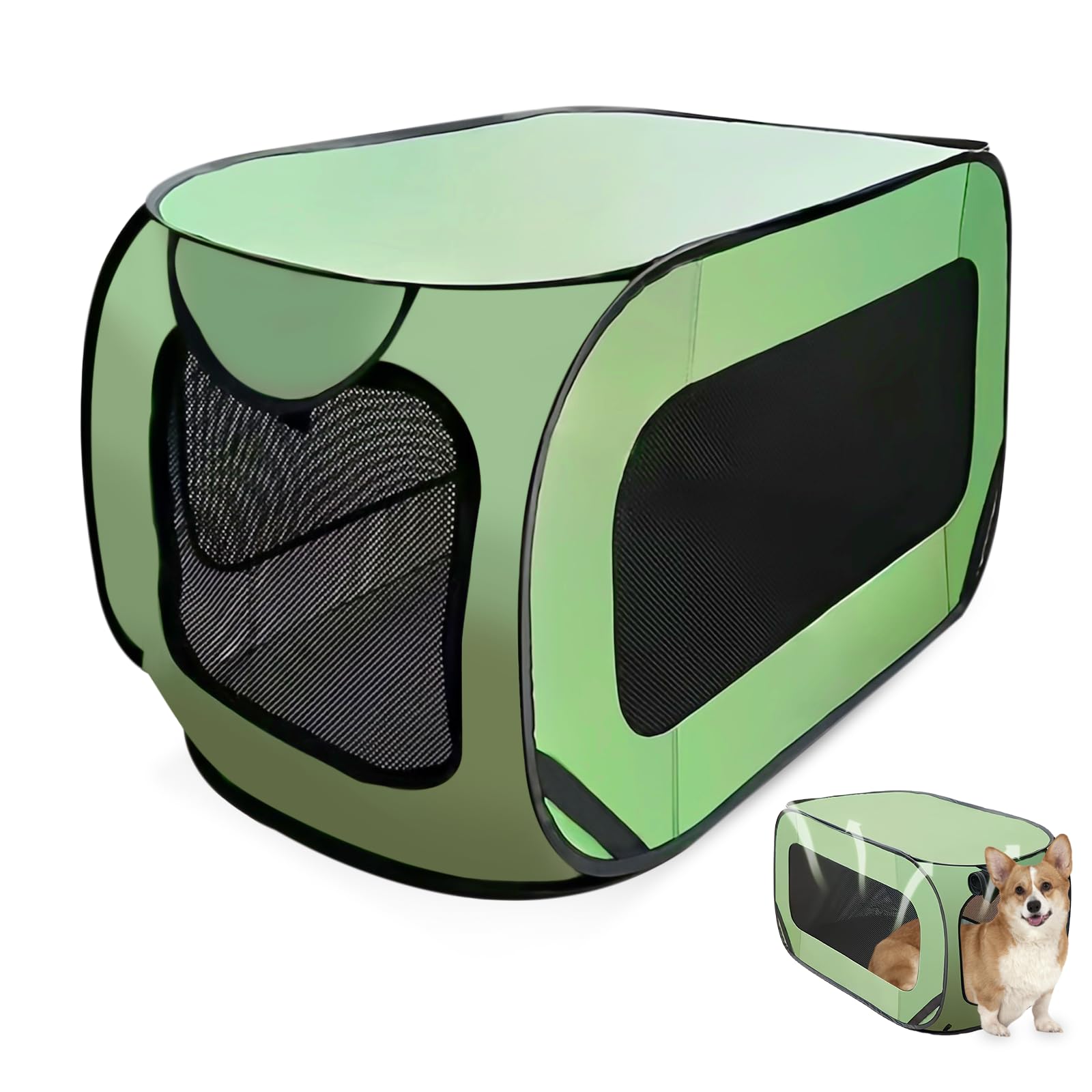 92 x 52 x 52 cm. Gabbia pieghevole per cani: trasportino portatile per cani con struttura in acciaio, tessuto Oxford impermeabile con cerniera, trasportino per cani
