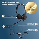 Jabra Evolve 20 Wired Headset (2025 Edition) - Dual-Ear Wired Headset for Office and Work from Home - Call Control - Certified for MS Teams - USB-C/A Connectivity - Black