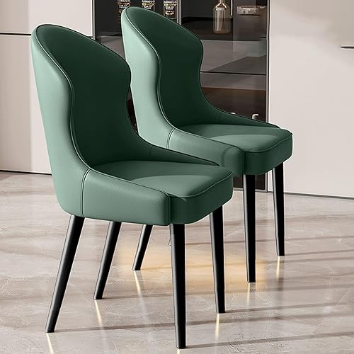 Miniatura 18 de JKGHK Dining Chairs Set of 2, Leather Living Room Chair, Upholstered Kitchen Chairs with Backrest, Armless Side Chair with Metal Leg, for Kitchen,