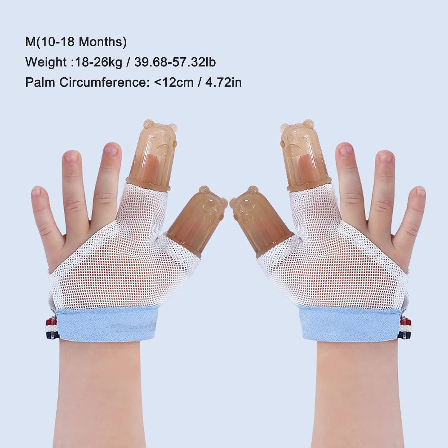 Wrist Buckle Thumb 1 Pair Stop Thumbsucking Thumb Sucking Kids Baby Child Finger Guard Sucking Stop Nursing Baby Thumb Sucking Stop Finger Silicone Protection with Breathable (M) - Image 2