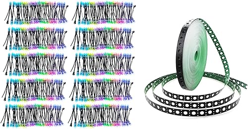 ALITOVE 5V 50pcs WS2811 RGB LED Pixeles luz direccionable individualmente 0.472 in Difusión Digital a todo color LED Pixel con 164.0 ft de tira de